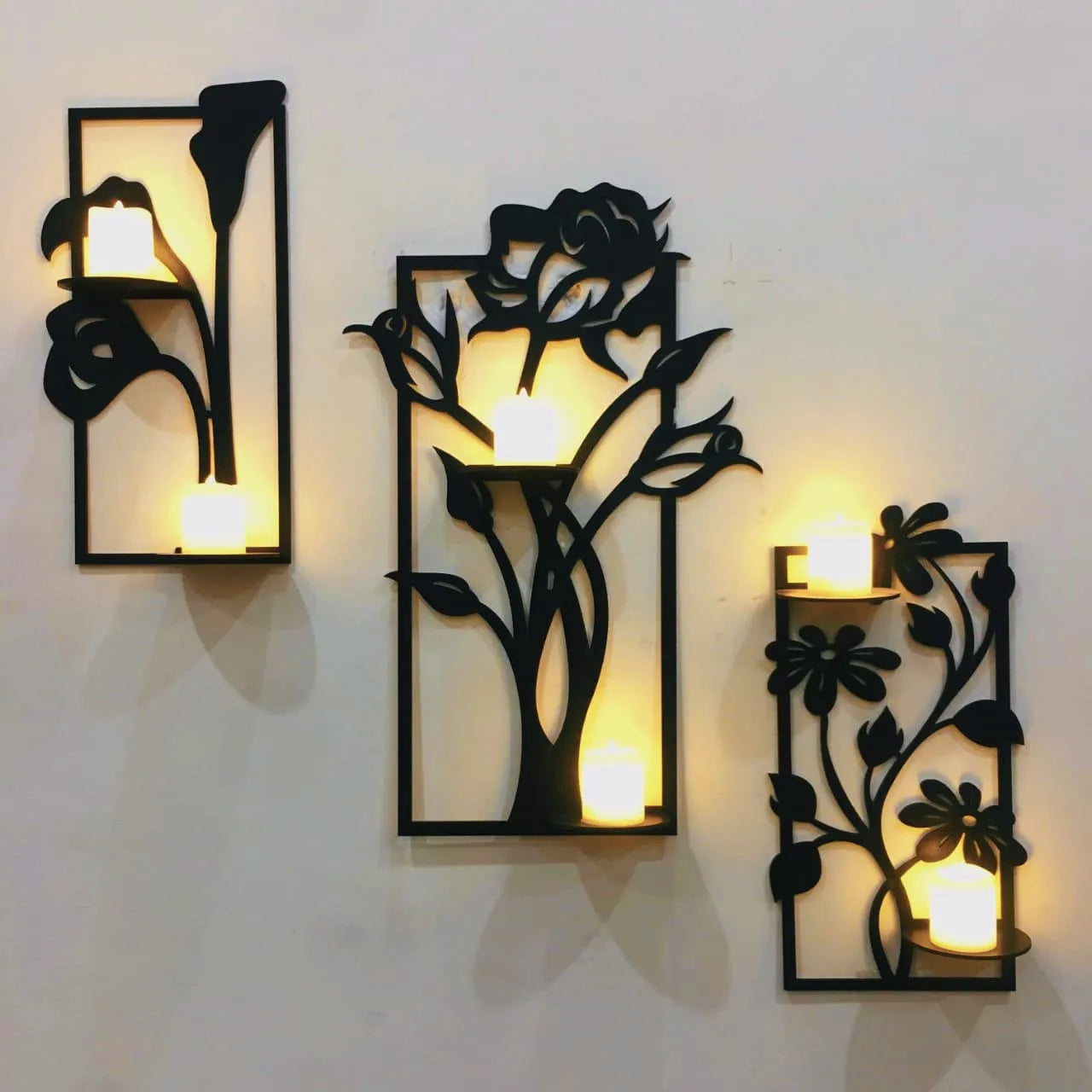 Decorative set of 3 flower frame Wall Shelf