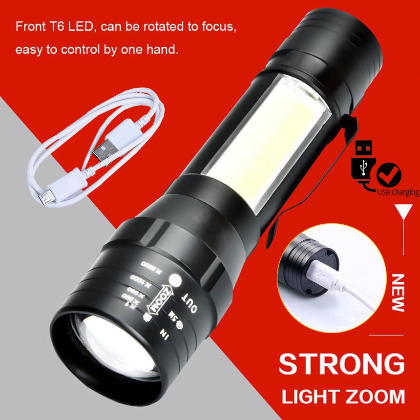 USB Rechargeable Waterproof Zoomable LED Flashlight