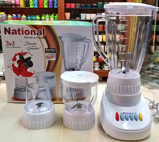 National 3 in 1 Blender Multi-functional Juicer Machine Heavy Copper Motor Premium Quality