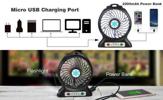Mini Portable Fan, Handheld Desk Fan with Torch