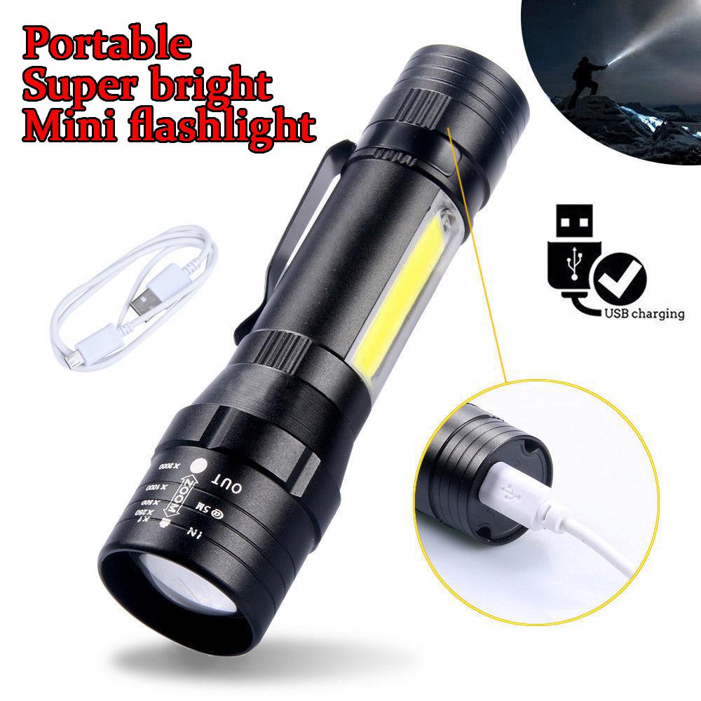 USB Rechargeable Waterproof Zoomable LED Flashlight